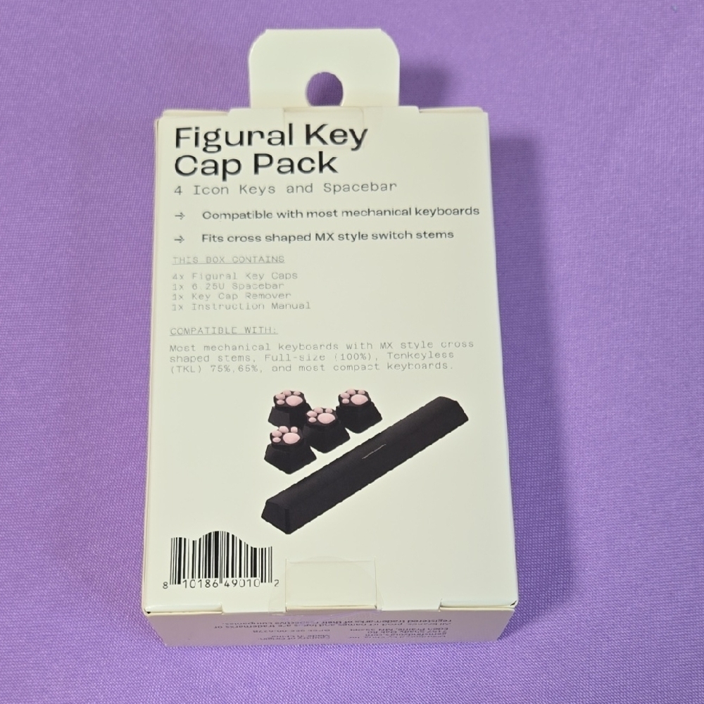 North Figural Key Cap Pack with Pink Paw Design. Set Of 2 Boxes - Picture 2 of 7